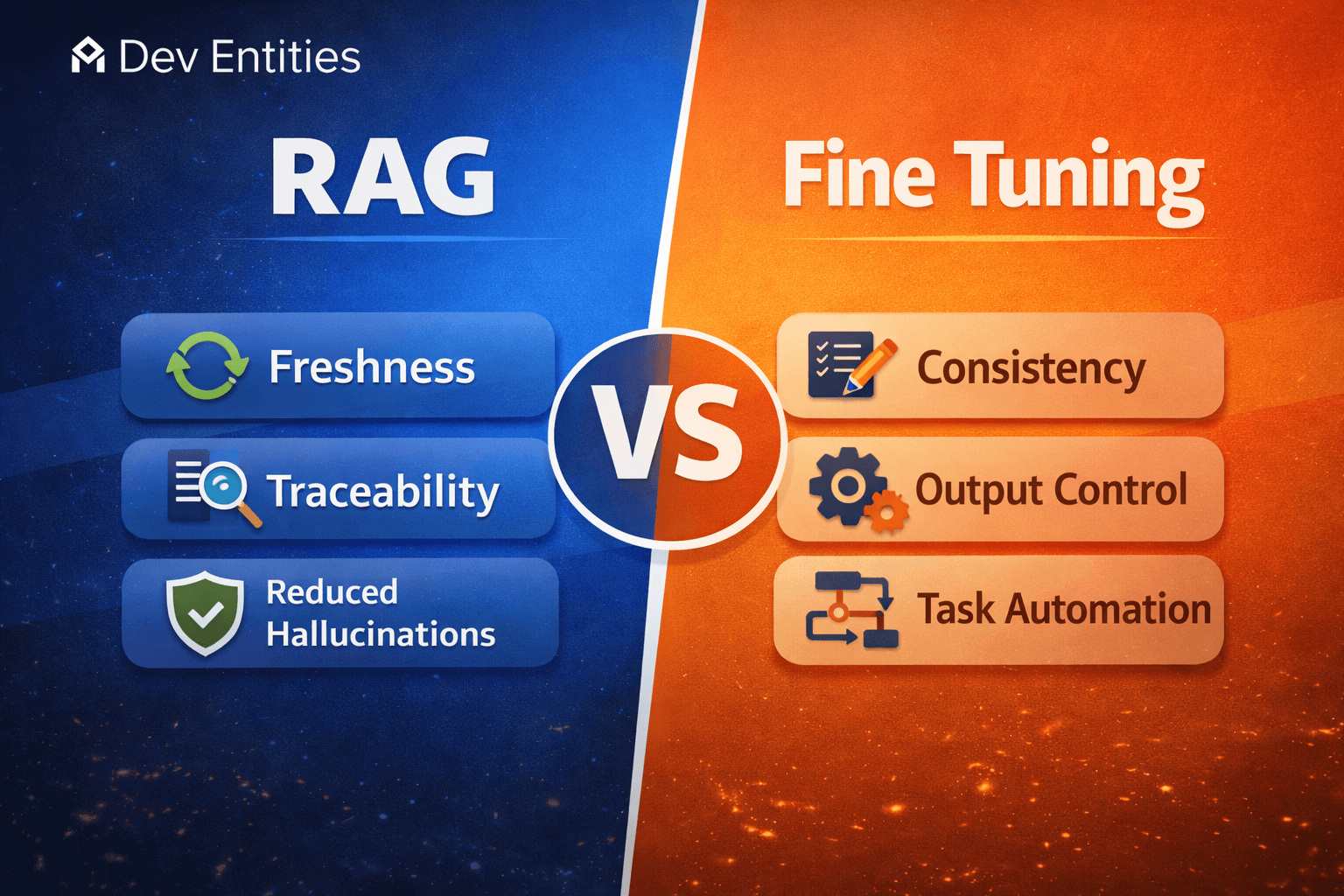 RAG vs fine tuning comparison for internal knowledge bases